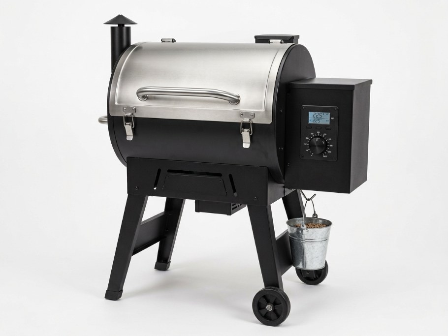 Camp Chef Pursuit 20 style portable pellet grill with folding legs